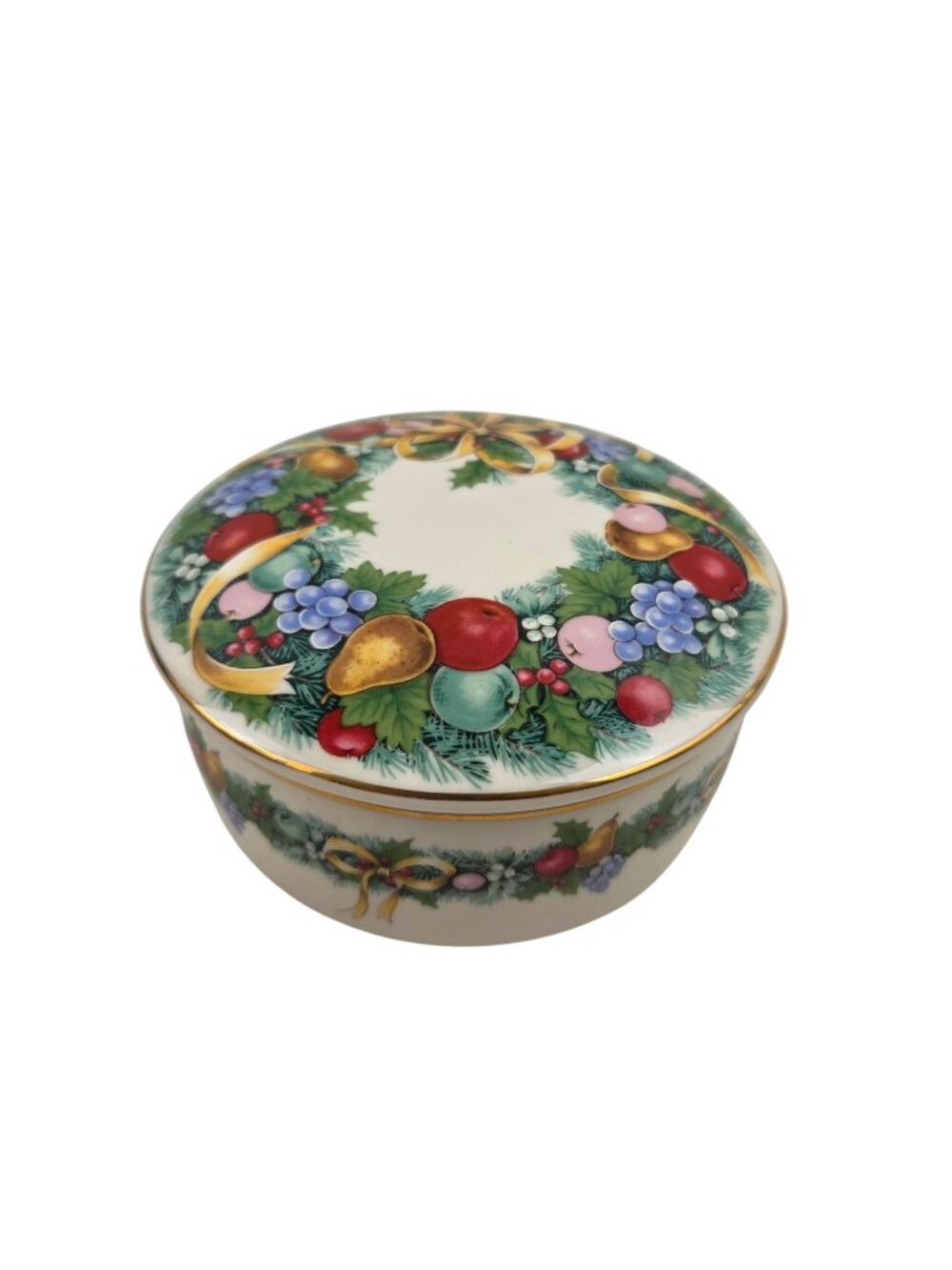 Mikasa Lidded Candy Dish Bowl Christmas Bouquet Round Japan UTO71/683 Vintage
